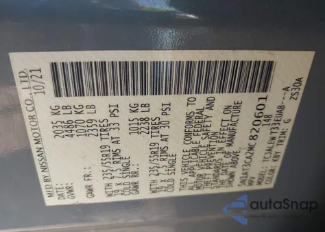 2021 Nissan Rogue Sl Fwd from USA, damaged, VIN 5N1AT3CA2MC820601